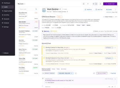 CRM lead profile screen