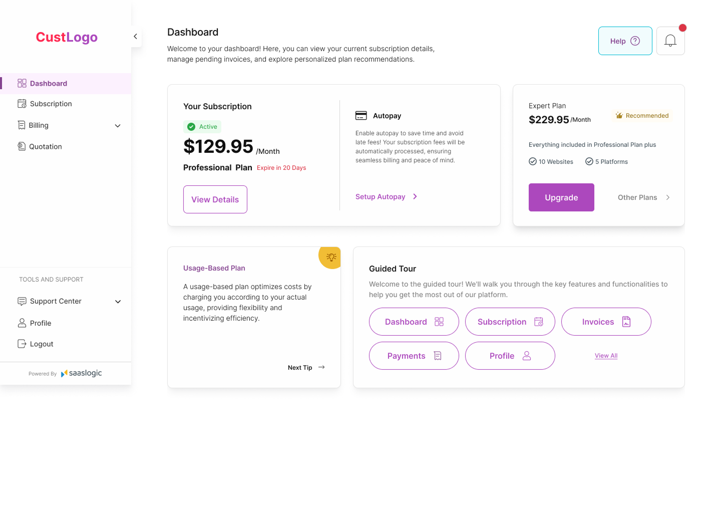 Current Plan — customer portal screen
