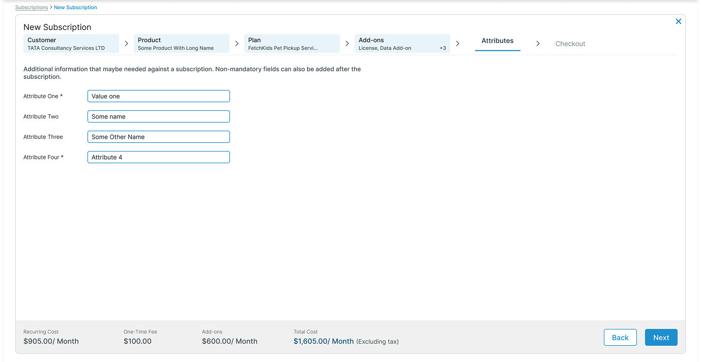 Step 05 — Attributes configuration screen