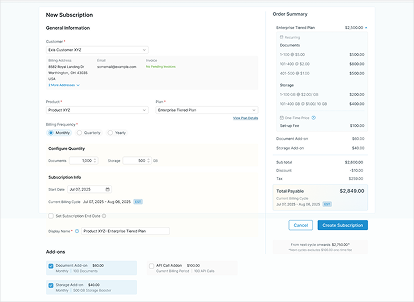 Saaslogic subscription workflow screen